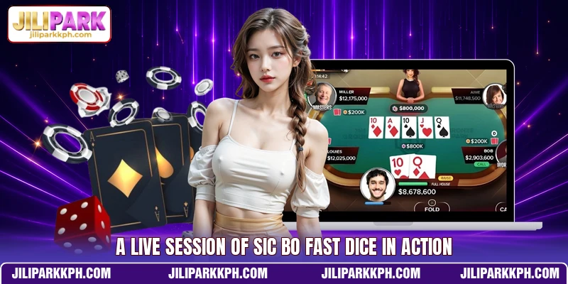 A live session of sic bo fast dice in action