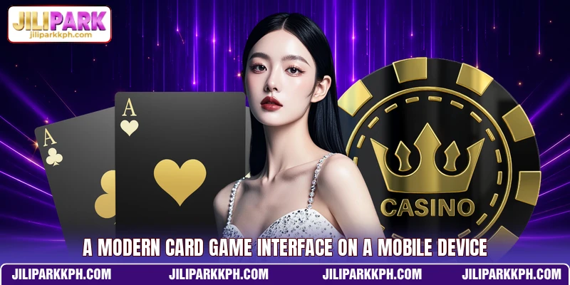 A modern card game interface on a mobile device