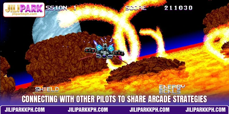Connecting with other pilots to share arcade strategies