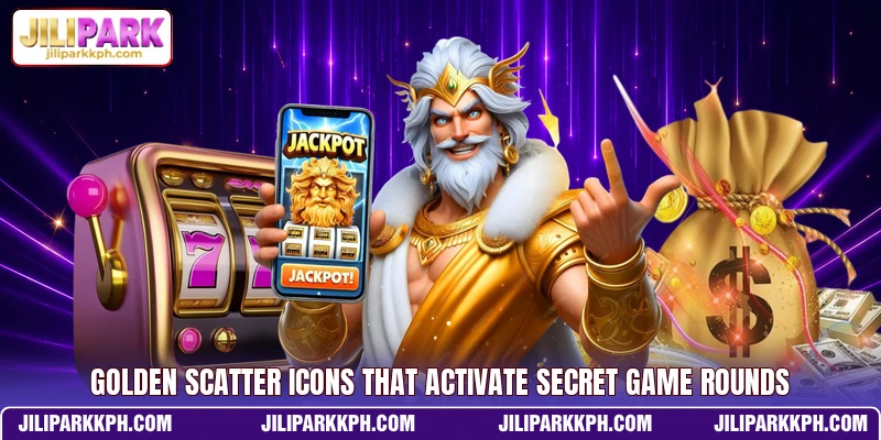 Golden scatter icons that activate secret game rounds