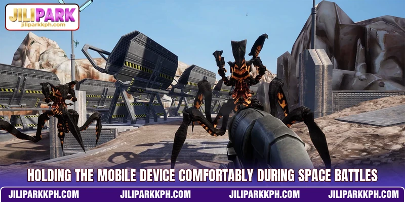 Holding the mobile device comfortably during space battles