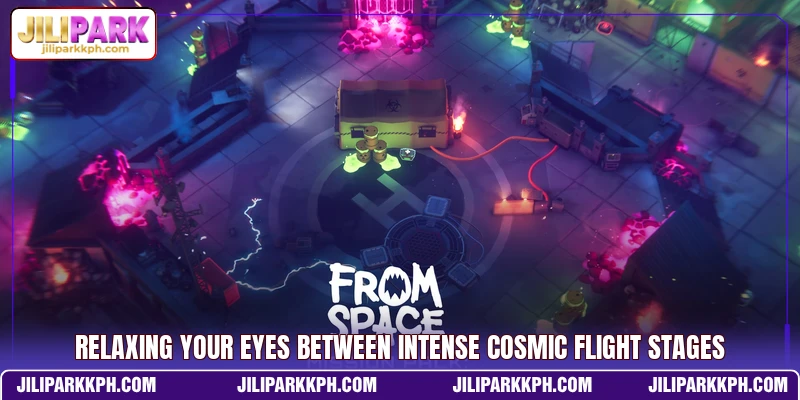 Relaxing your eyes between intense cosmic flight stages