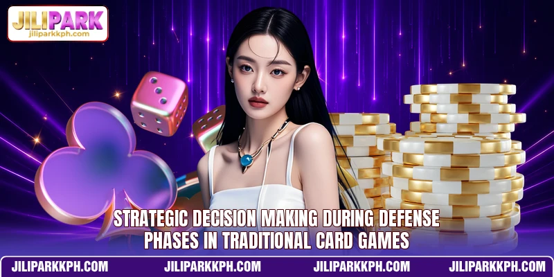 Strategic decision making during defense phases in traditional card games
