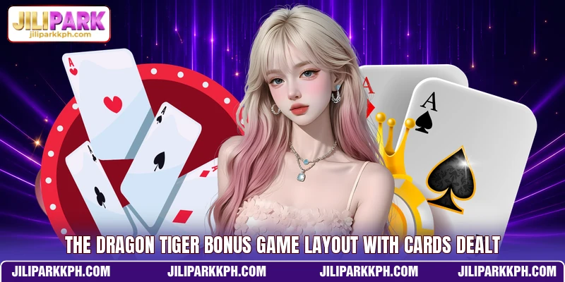 The Dragon Tiger Bonus game layout with cards dealt