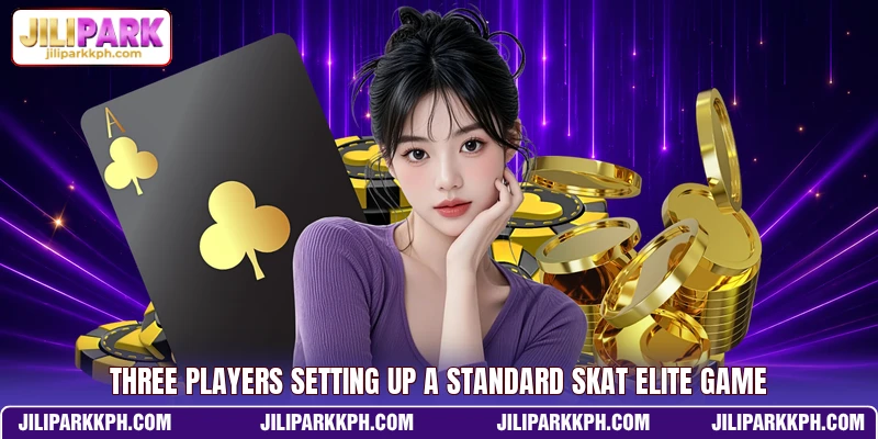 Three players setting up a standard Skat Elite game
