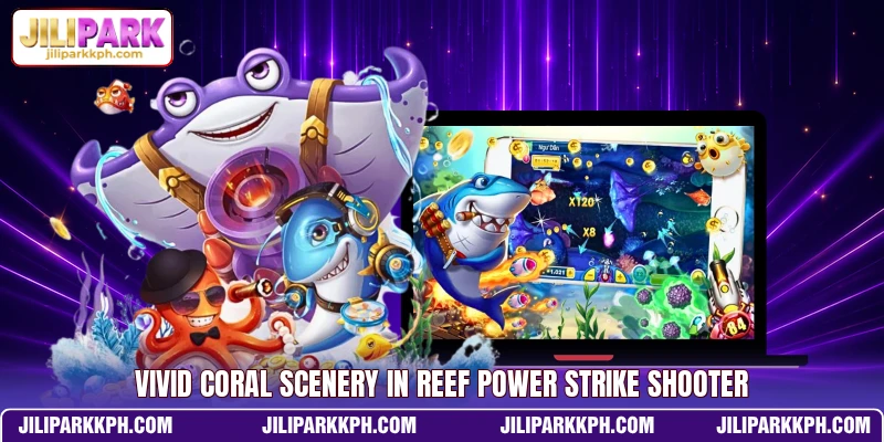 Vivid coral scenery in Reef Power Strike shooter